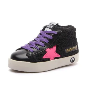 sherpa hightop star sneakers in black