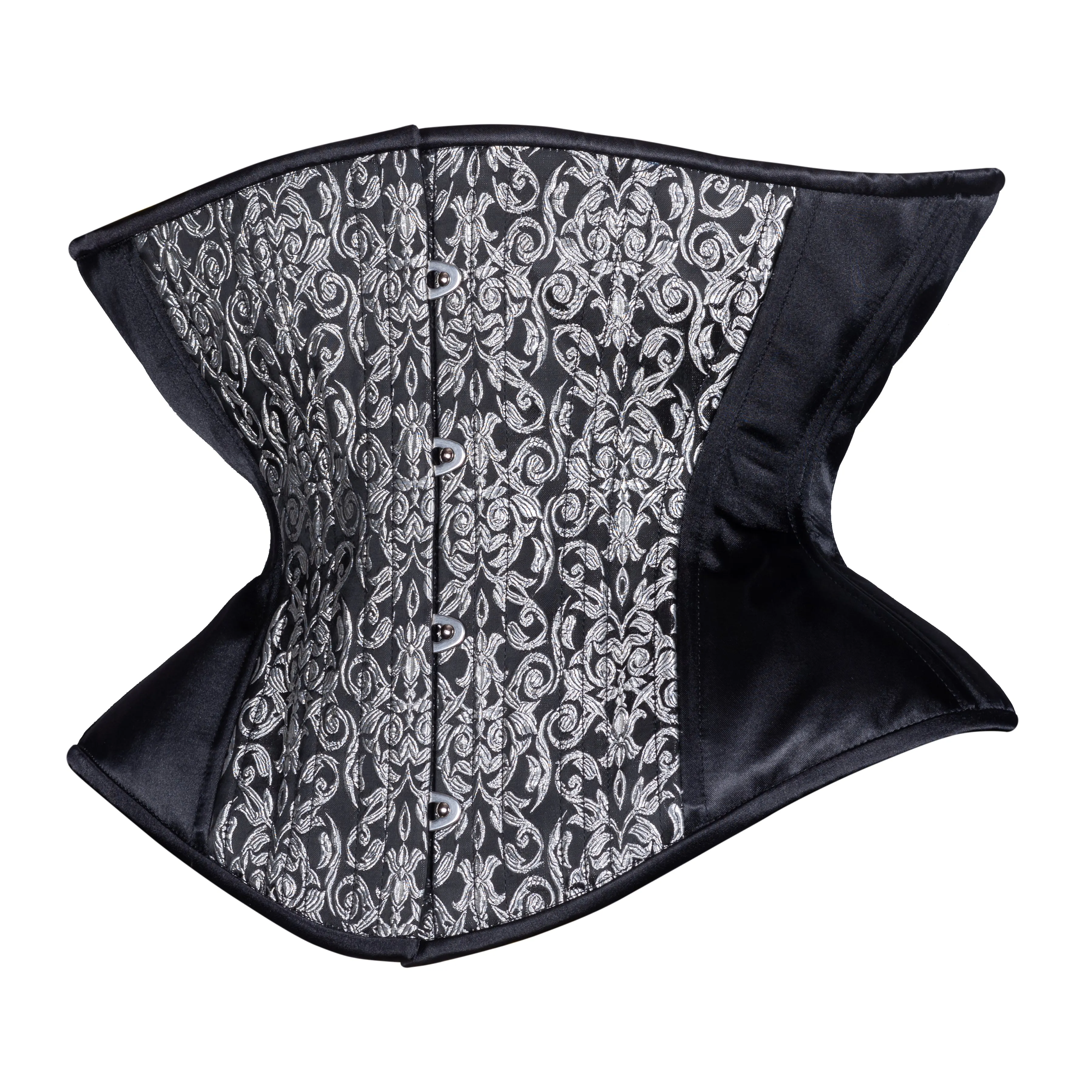 Silver Leaf on Black Corset, Libra Silhouette, Regular