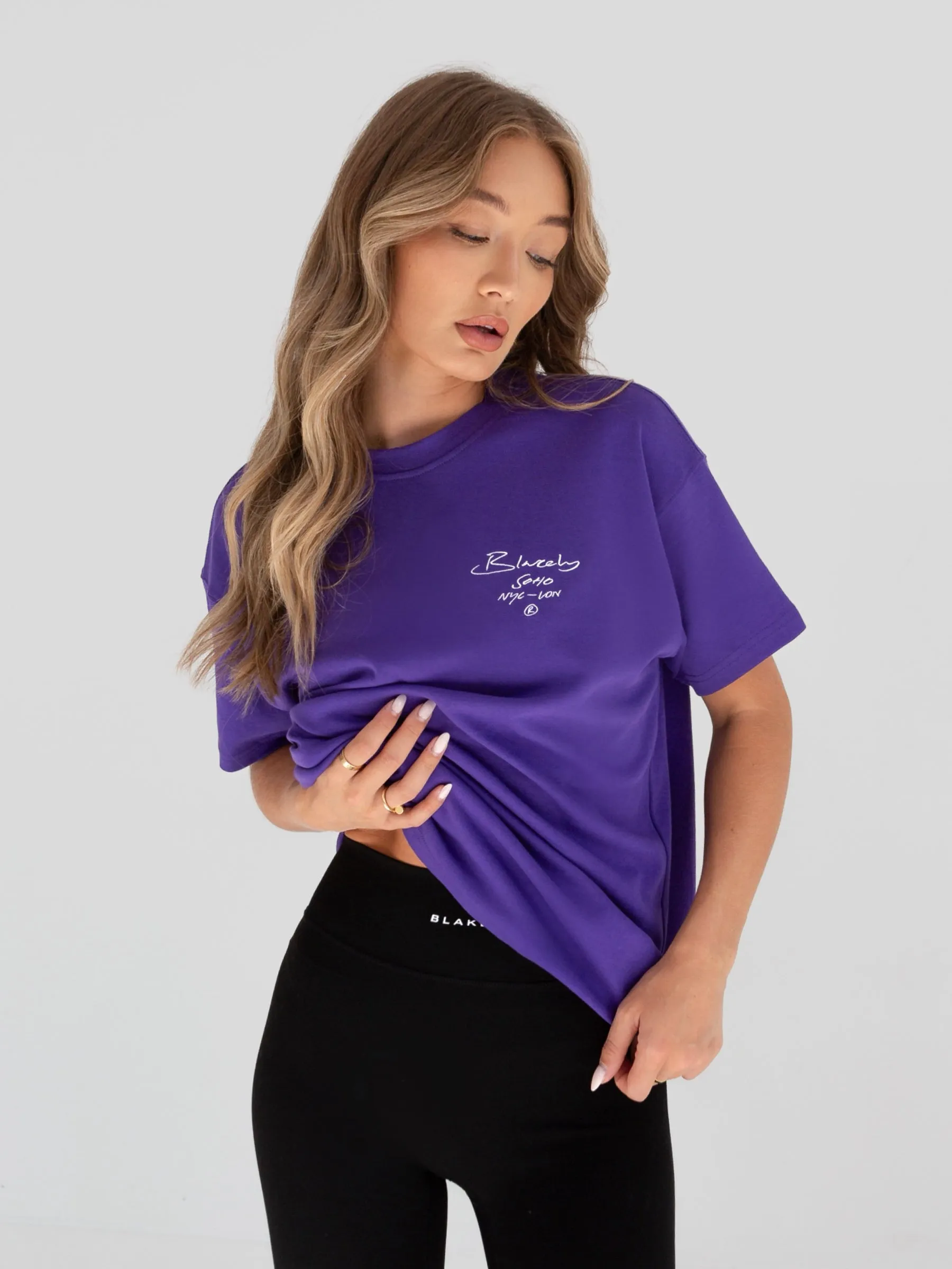 Soho Oversized Script T-Shirt - Purple