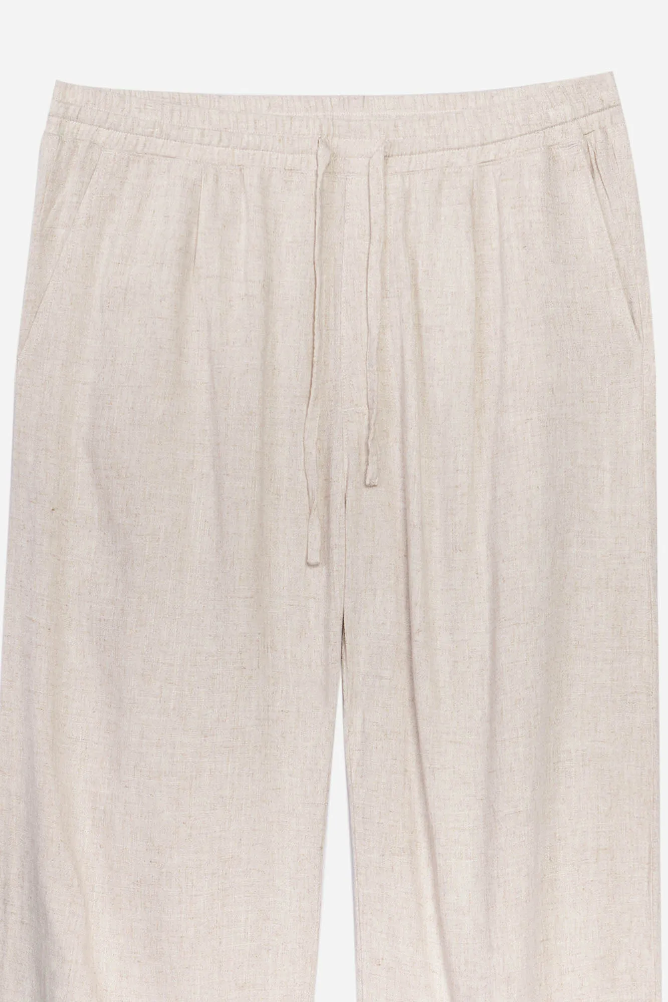 Straight Fit Linen Pull-On Trousers