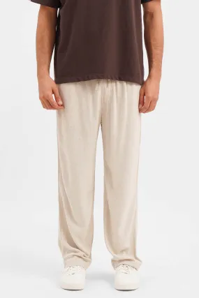 Straight Fit Linen Pull-On Trousers