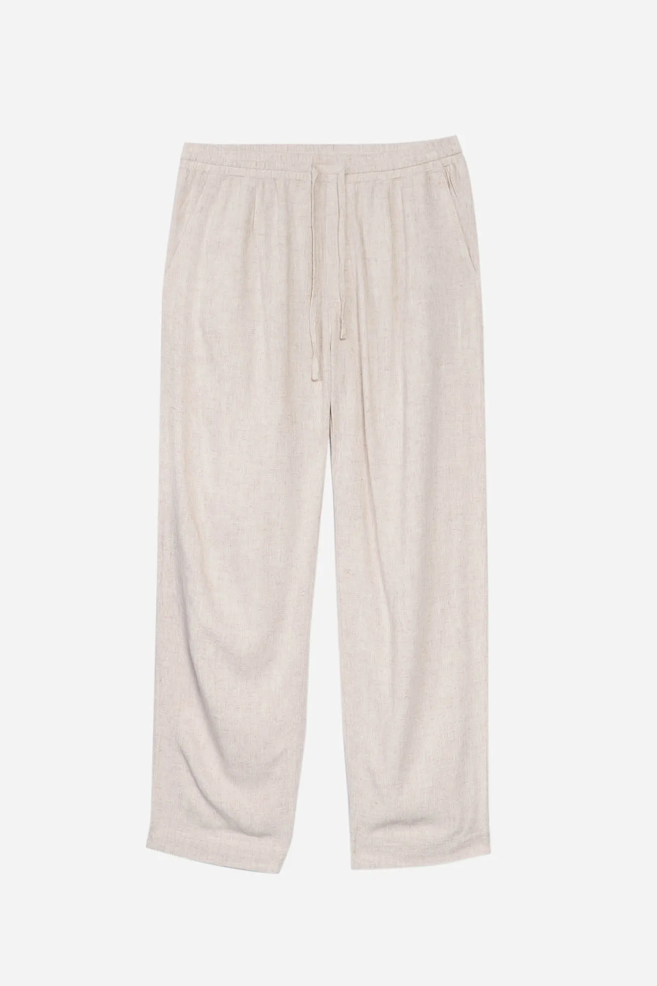 Straight Fit Linen Pull-On Trousers