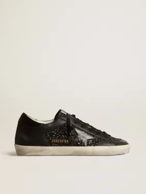 Super-Star in black nappa and glitter with glossy black leather star