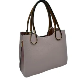 Textured Faux Leather Horseshoe Handle Women's Tote Bag