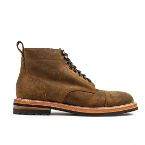 The Moto Boot in Golden Brown Waxed Suede