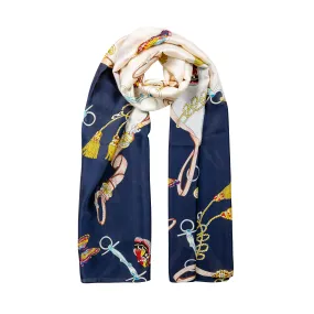 Women’s Butterflies and Buckles Print Silk-Like Lightweight Scarf