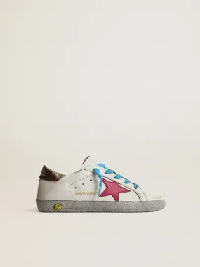 Young Super-Star LTD sneakers with fuchsia star and glitter foxing